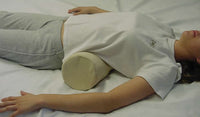 Round Foam Bolster with Beige Terry Custom Cover 
